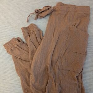 Aerie Tan Track Pants with Relaxed Fit